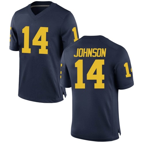 Quinten Johnson Michigan Wolverines Men's NCAA #14 Navy Replica Brand Jordan College Stitched Football Jersey LFB7654QM